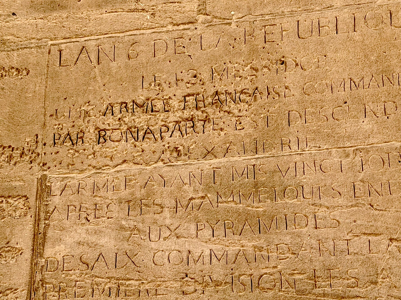Historical graffiti: A Coptic Christian cross and Napolionic inscription. Photos: David A. Laws