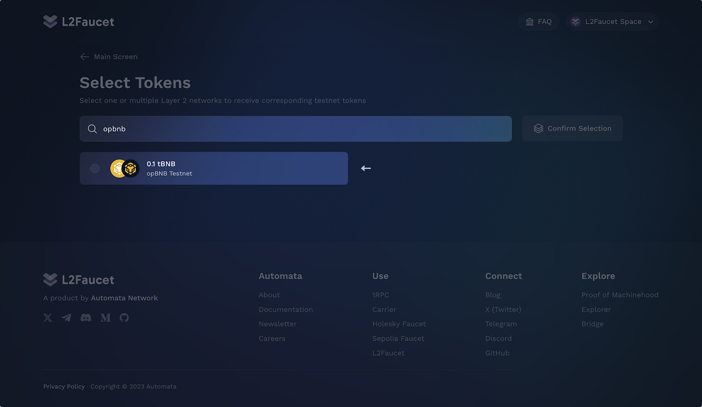 L2 Faucet supports opBNB. L2 Faucet now offers support for opBNB… | by  Automata Network | Automata Network
