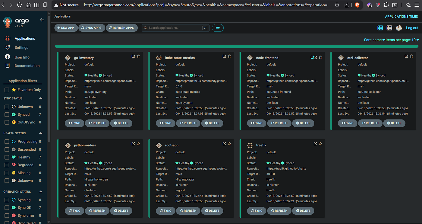 ArgoCD with apps, auto syncs when repo chnages