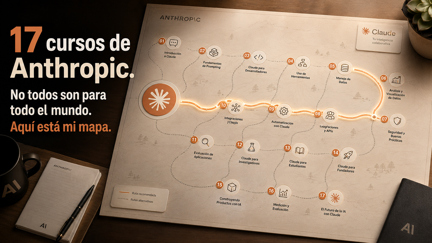 17 cursos de Anthropic. No todos son para todo el mundo. Aquí está mi mapa.