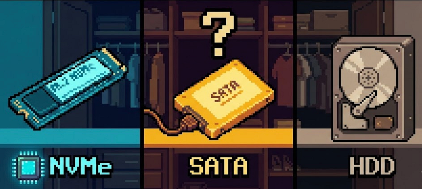 NVMe vs SATA vs HDD: What actually survives in a closet?