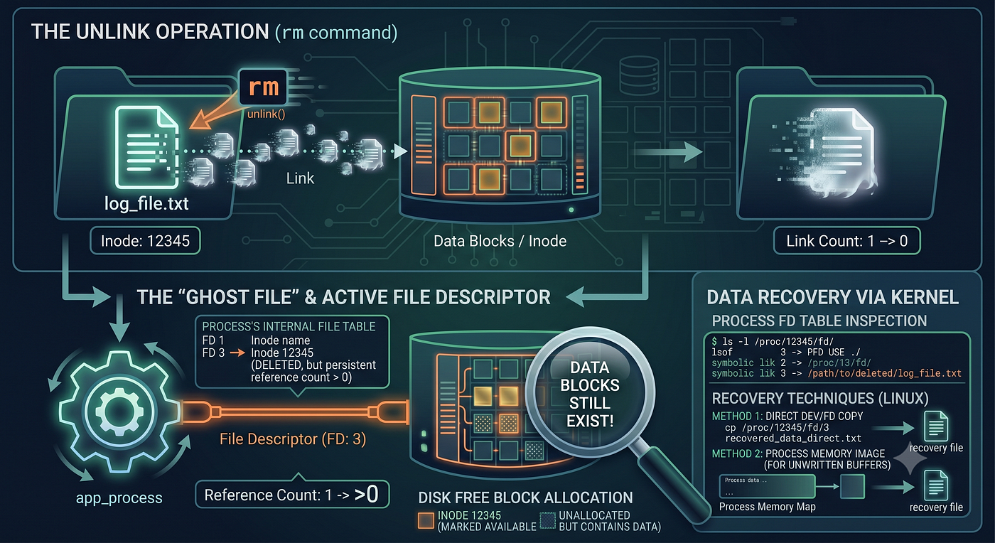 The Ghost in the Filesystem: How to Read and Write to Deleted Files Using File Descriptors