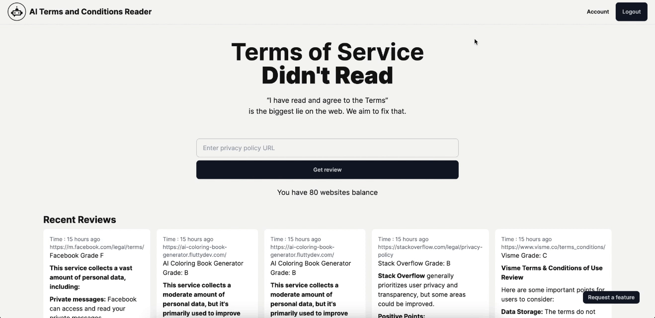 AI Terms and Conditions Reader: Making Online Agreements