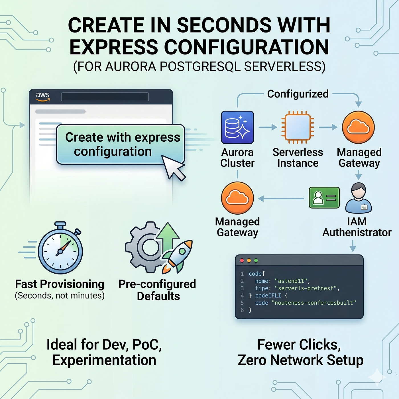Create Aurora PostgreSQL Serverless in Seconds with Express Configuration