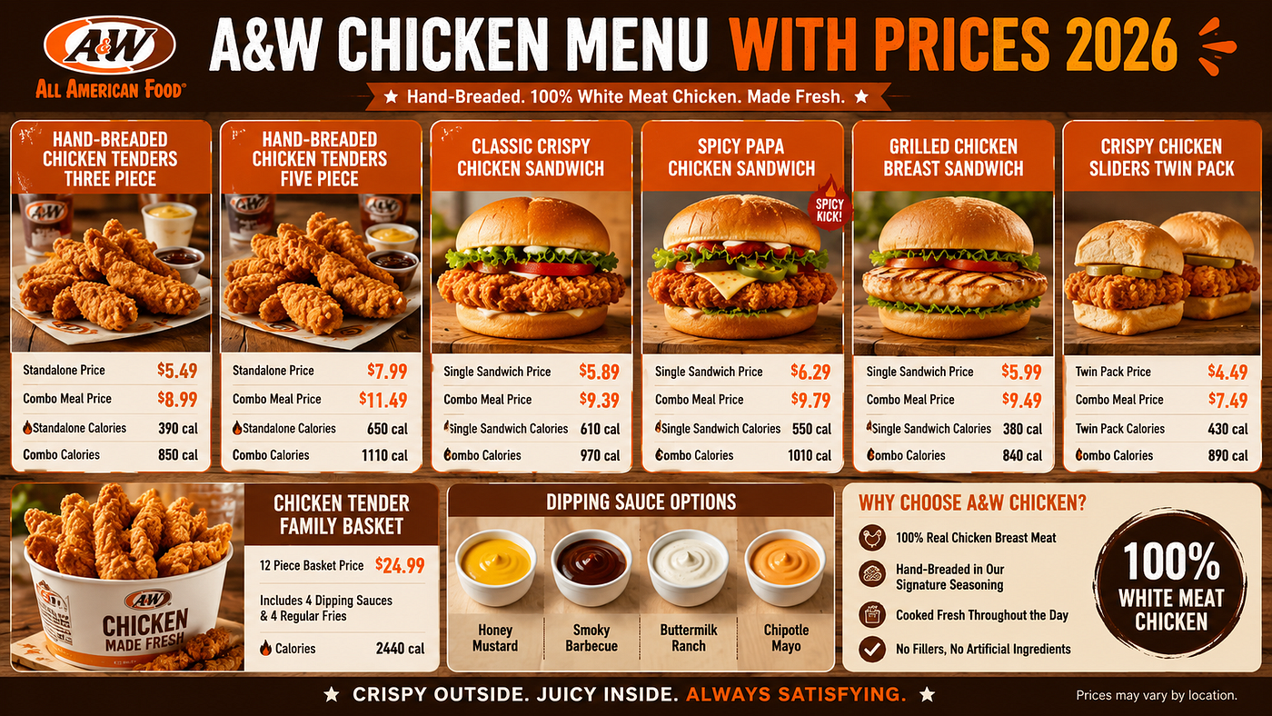 A&W Chicken Menu With Prices 2026