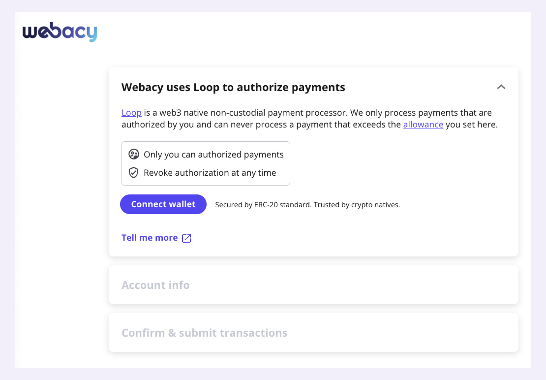 Webacy implements Loop to accept crypto payments for its wallet protection  plans | by Loop Crypto | Medium
