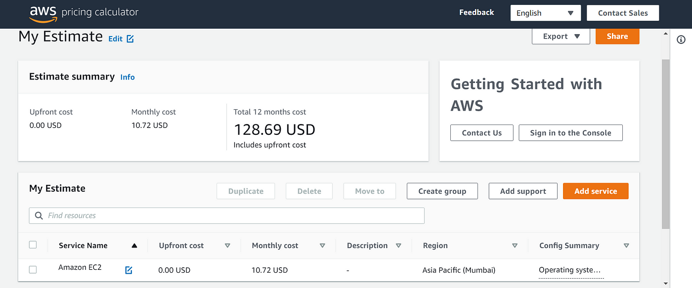 AWS cost calculator used by experts to create cost estimation | by Tejas  Gupta | Medium