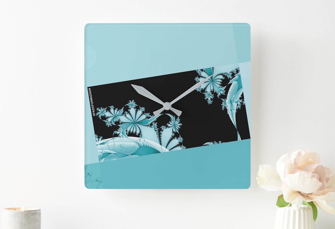 “Fractal Garden” sky Quad Clock © Spazioformadsgn on Zazzle