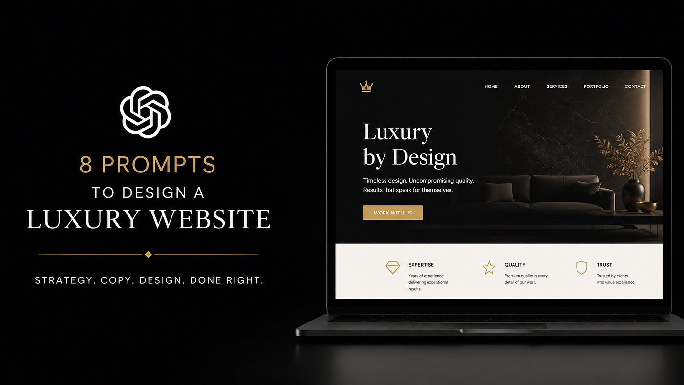 I used 8 Claude prompts to design a luxury-feeling website — from strategy and copy to a premium final layout. ✨💻 #ClaudeAI #WebDesign #AIPrompts #UXDesign #WebsiteDesign #AITools Image generated with ChatGPT
