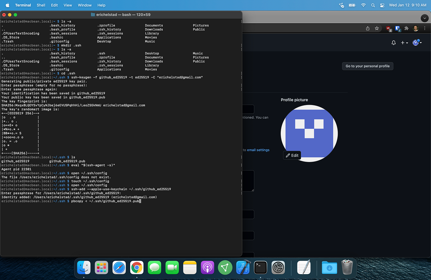 Copied contents of public key file