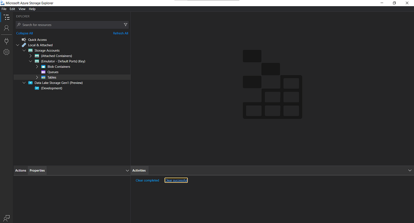 NET Core CRUD console app connected to local azure table storage