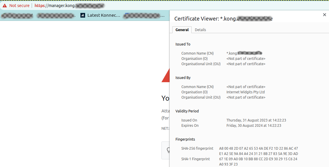 Access Admi GUI and view certificate (Not Secure- openSSL)