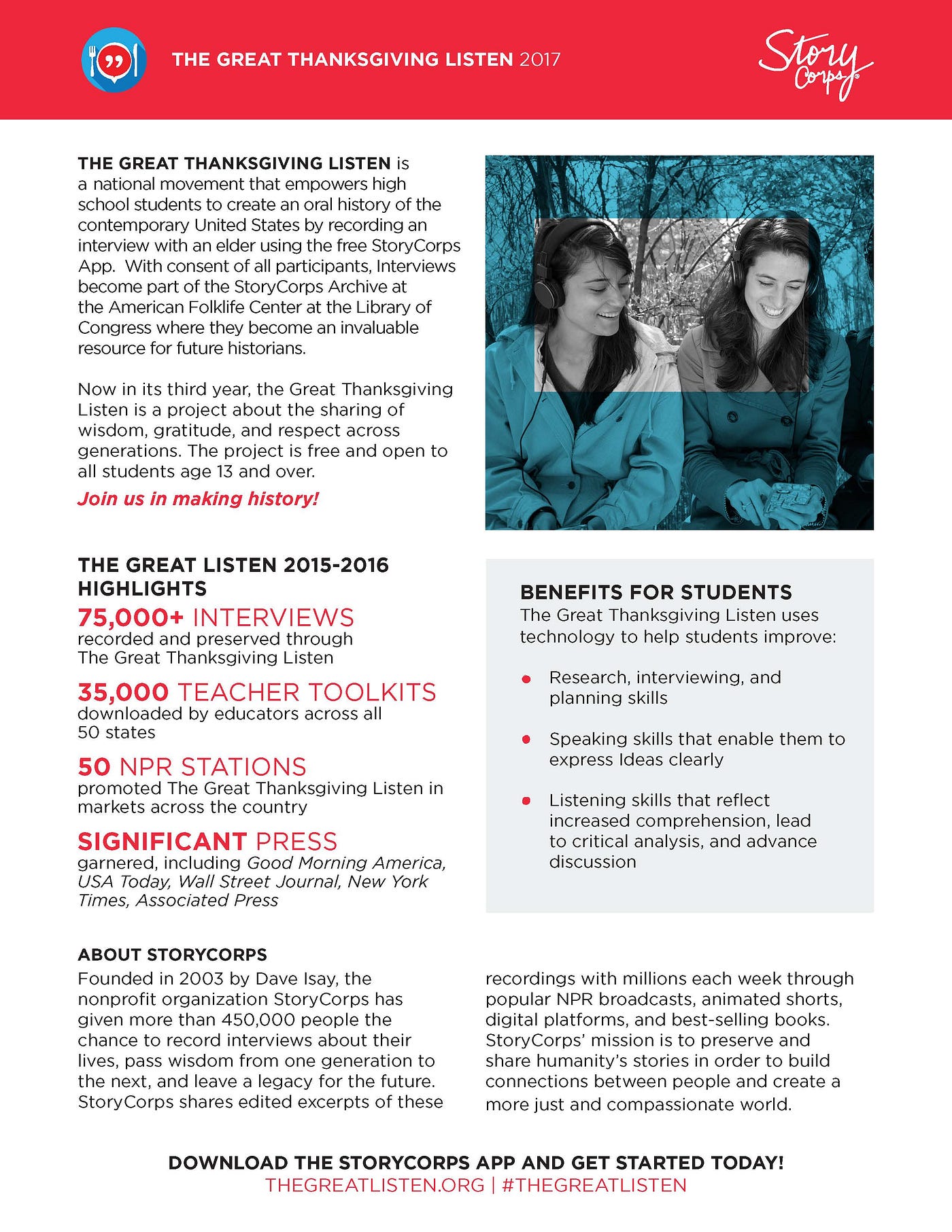 Join StoryCorps and Washington State OSPI in celebrating The Great 