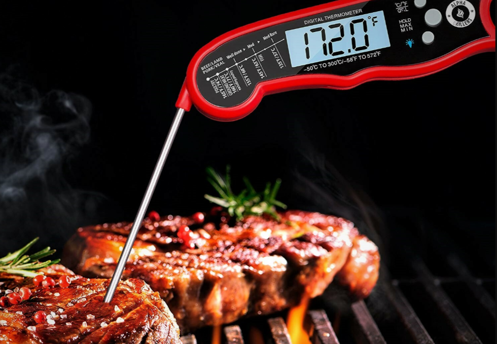 Digital Meat Thermometer with Instant Read - Thin Stainless Steel Probe for  Cooking and Grilling Food to Perfection - Kitchen Candy and BBQ Internal  Temperature Guide Plus Side Clip for Liquids. 