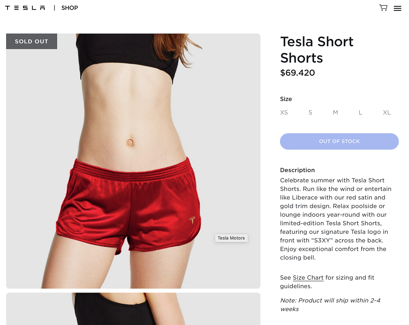 Limited Edition Short Shorts for $69.420 sold out immediately — Q2 Profit  for Tesla? | by Jonah Williams | Medium