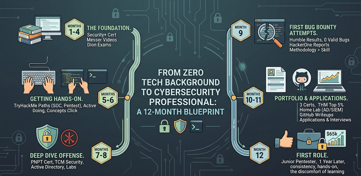 🚀 I Had Zero Tech Background - Here’s How I Broke Into Cybersecurity in 12 Months