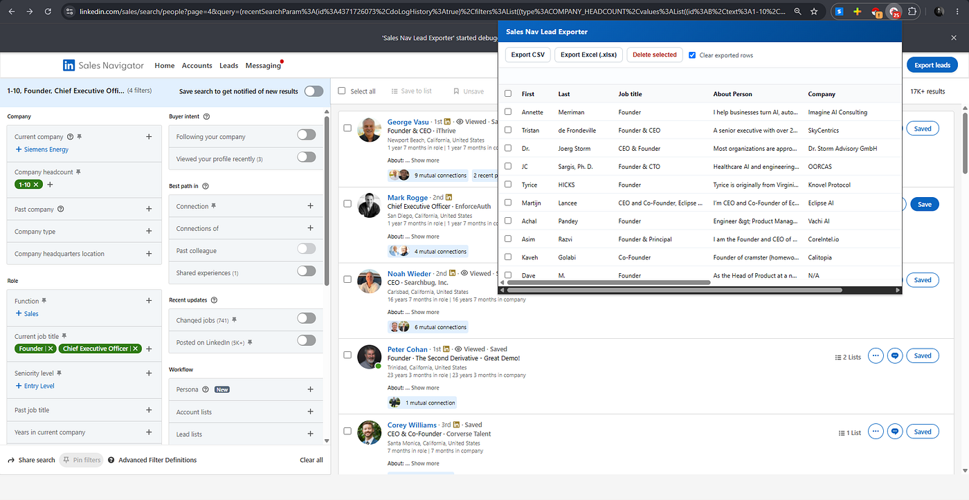 How I Built a Chrome Extension to Export LinkedIn Sales Navigator Leads with Company Insights