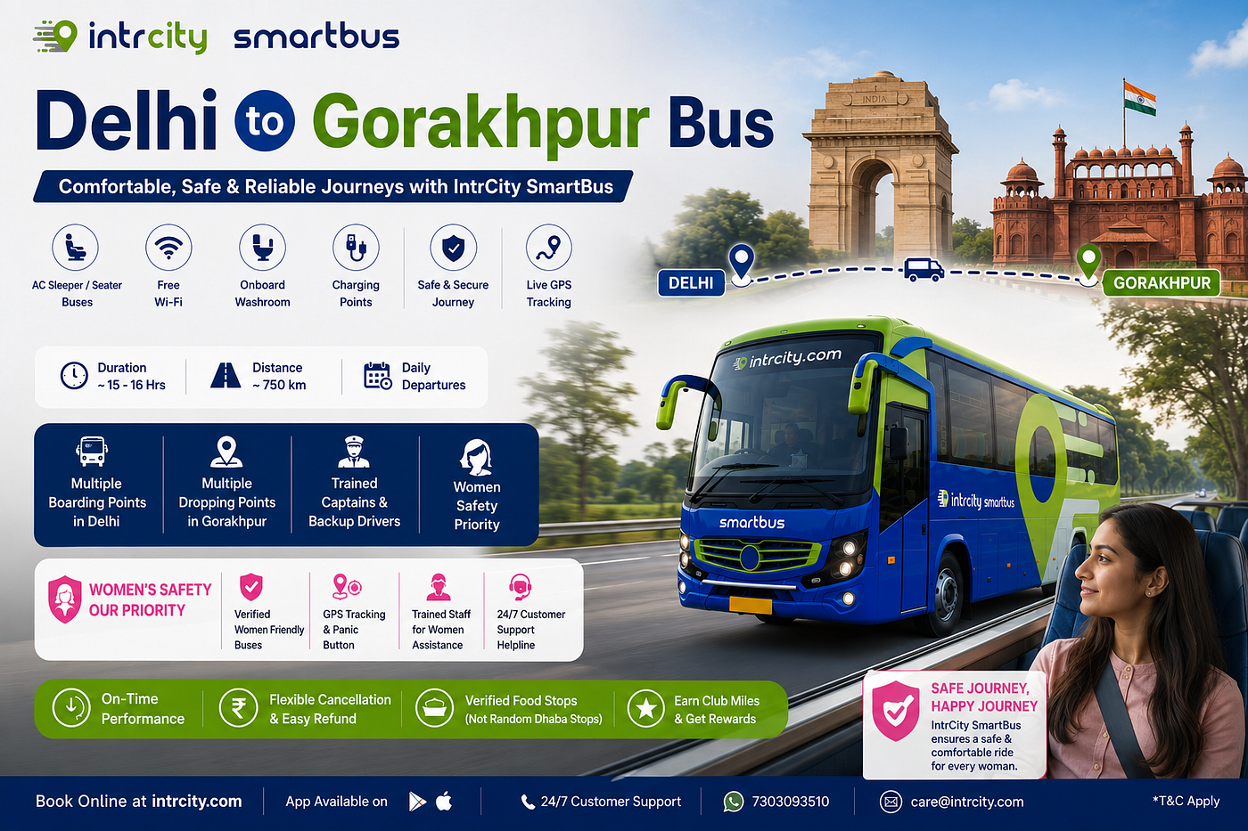 Delhi to Gorakhpur Bus: Travel Comfortably with Safe, Reliable & Affordable Bus Services