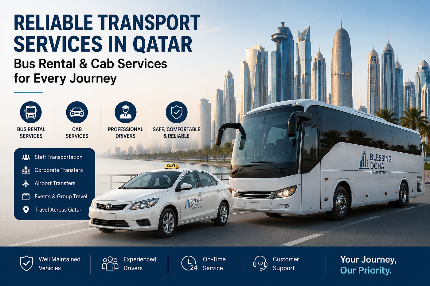 Transport Services in Qatar: Bus Rental & Cab Services for Every Journey