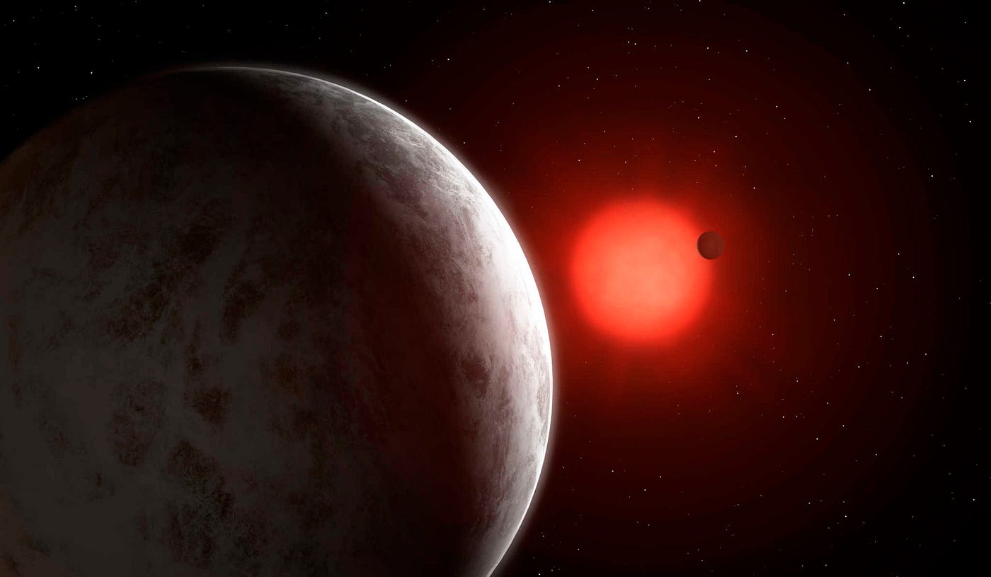 Una rappresentazione artistica del sistema planetario in orbita intorno alla nana rossa GJ 887 [University of Göttingen]