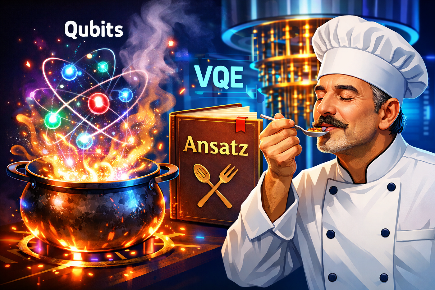 Understanding Qubits, Ansatz, and VQE with a Simple Cooking Example