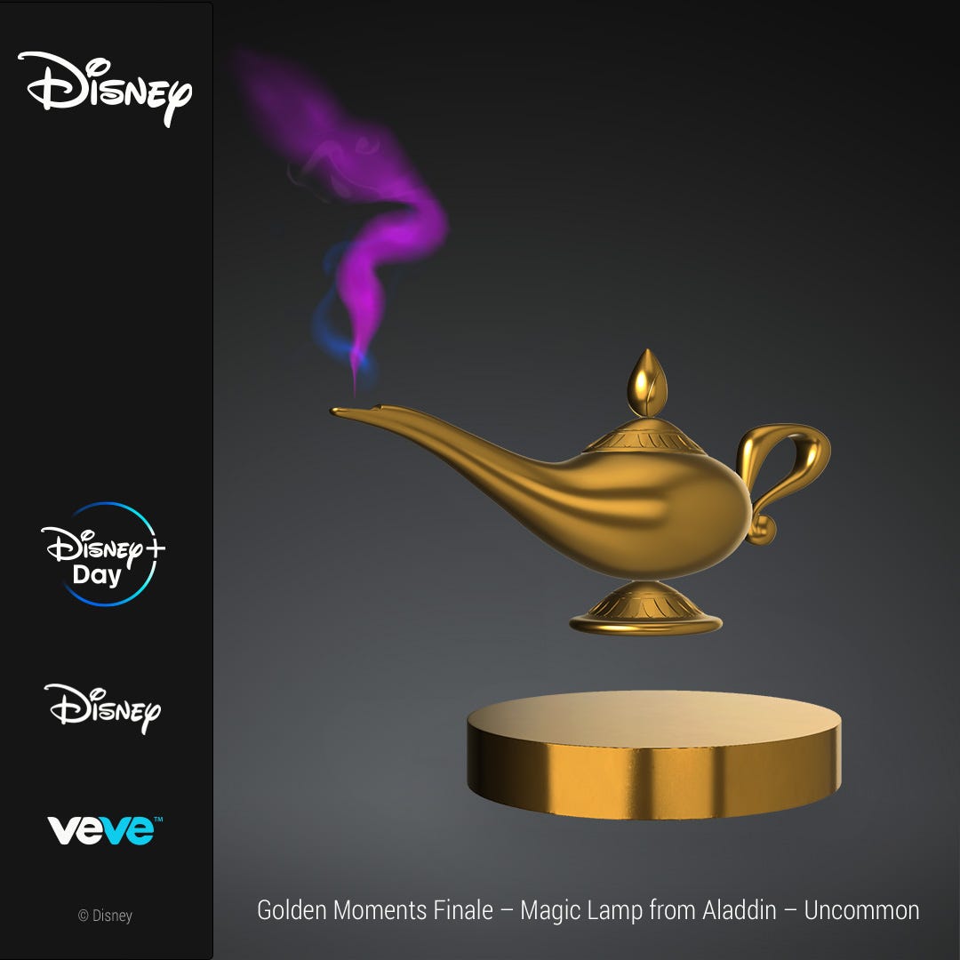 Disney Golden Moments Finale. The Magic Lamp from Aladdin dropsâ€¦ | by VeVe  Digital Collectibles | VeVe | Medium