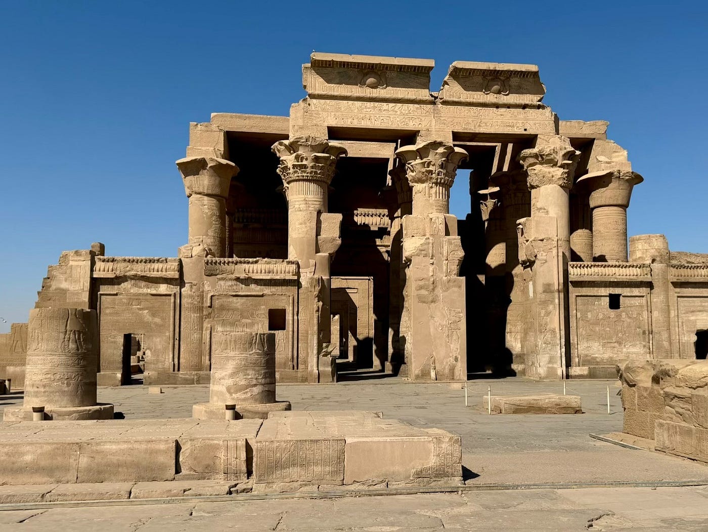 The symmetrical double entrance facade of the Temple of Kom Ombo. Photo: David A. Laws