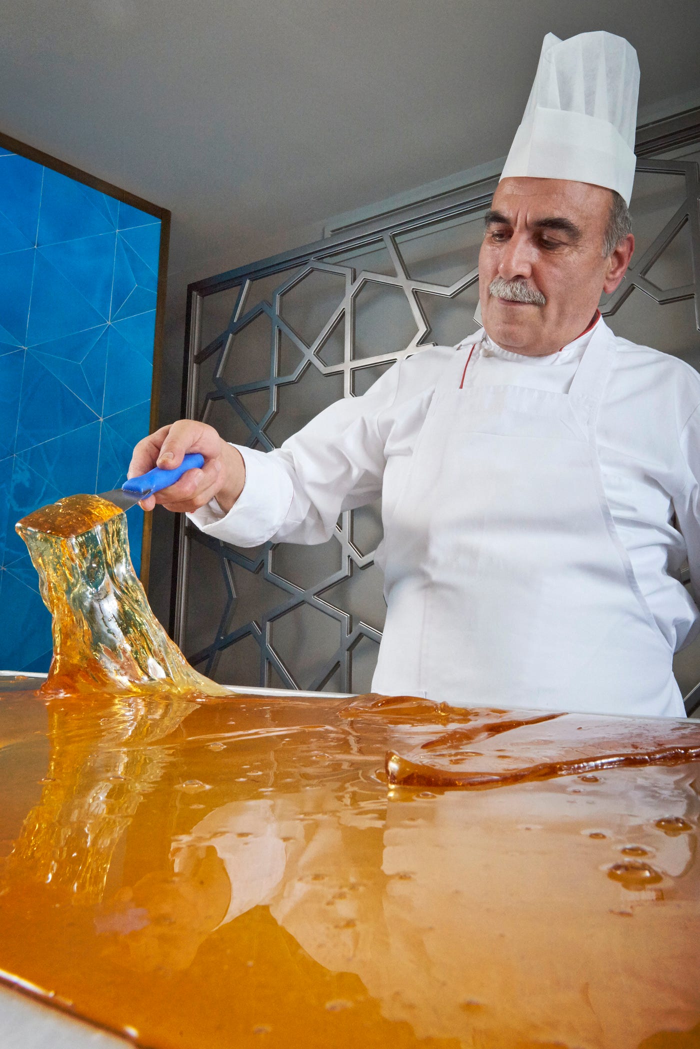 Chef preparing hard candy