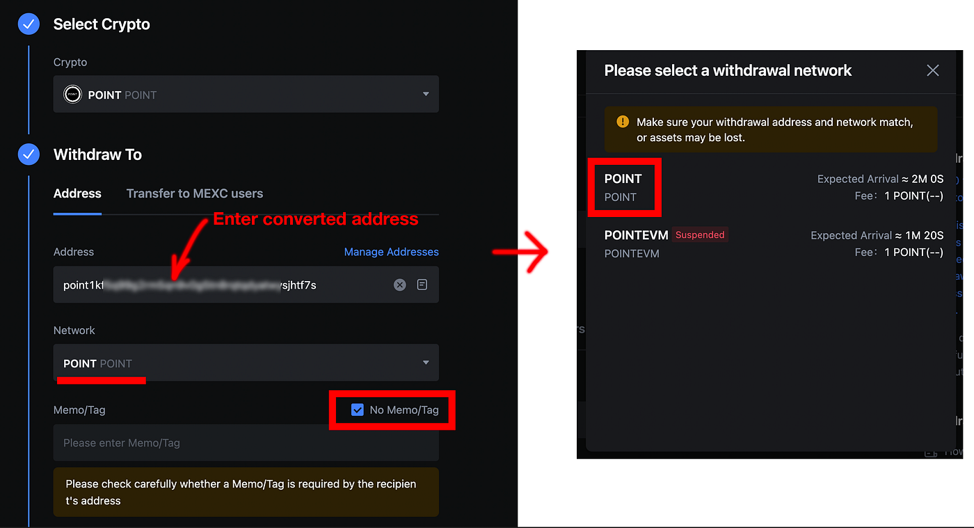 How to withdraw your POINTs from MEXC | by Point Network | Medium
