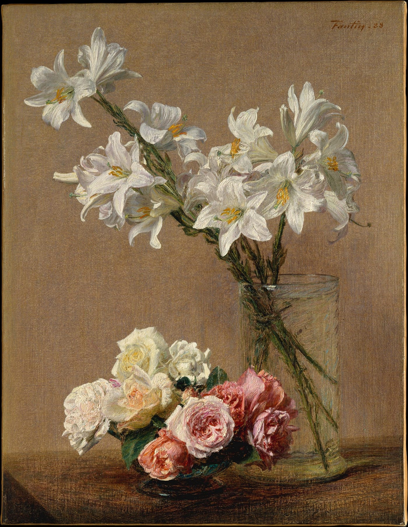 Henri Fantin-Latour、Petites roses Goodbye Yellow Bright Rose. The loss of a loved plant brings new