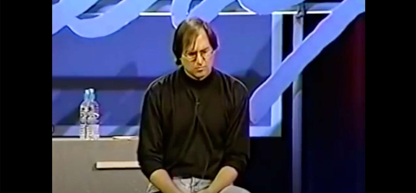 Steve Jobs contemplating agent-like solutions at the 1997 Apple Developer Conference.