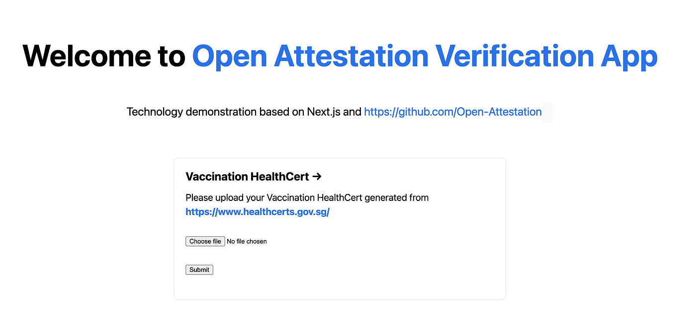 Verification Sample App of Open Attestation-based Vaccination Certificate |  by Ong Khai Wei | Medium