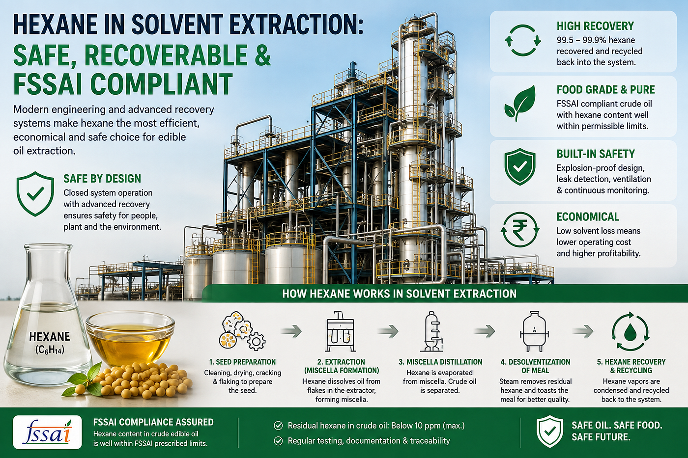 Hexane in Solvent Extraction: Safety, Recovery Systems & FSSAI Compliance Guide