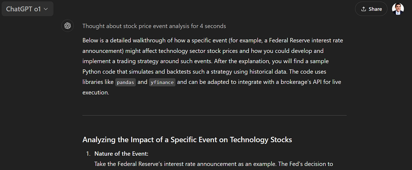 How to use ChatGPT-o1 and Python for Stock Market Analysis? | by Christian  Martinez Founder of The Financial Fox | DataDrivenInvestor