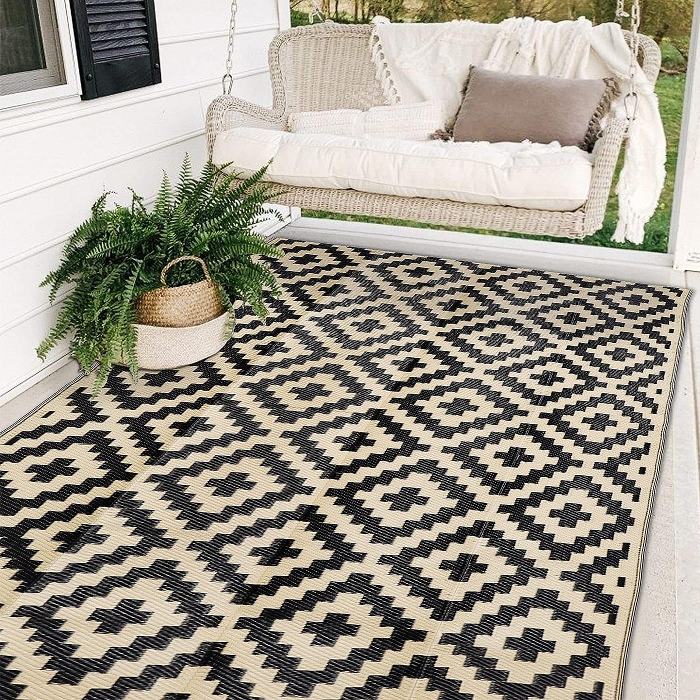 Patio Mats 9' x 12' Reversible RV Patio Mat, Indoor / Outdoor Rug, Camping  Mat, Beige