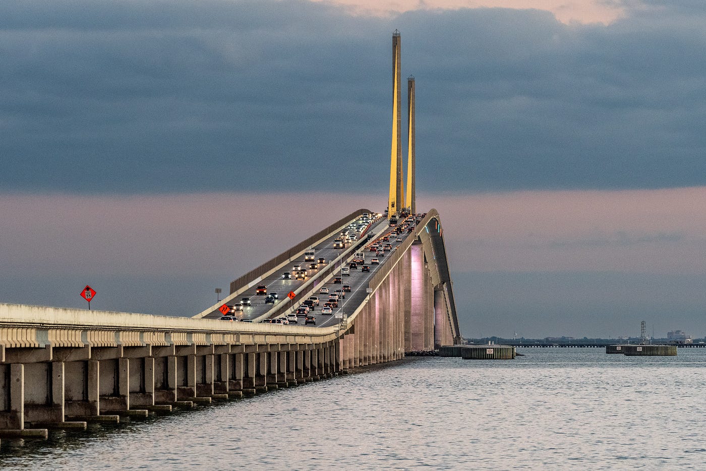 Norwegian Dawn centered under Sunshine Skyway Bridge | by Robert