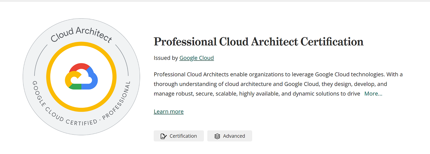 My Road to Google Professional Cloud Architect (PCA) Certification