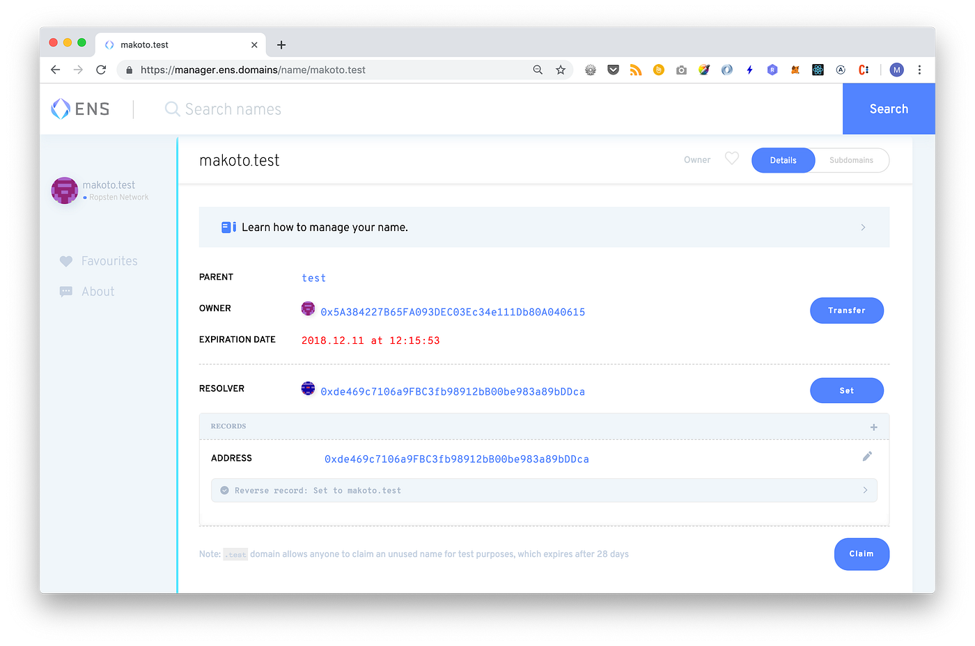 New Way to Claim `.test` ENS Domains for Easy Testing | by makoto_inoue |  Medium