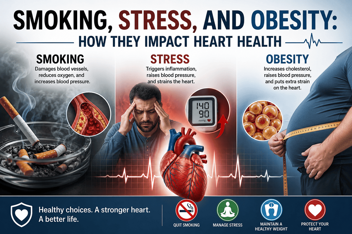 Smoking, Stress, and Obesity: How They Impact Heart Health