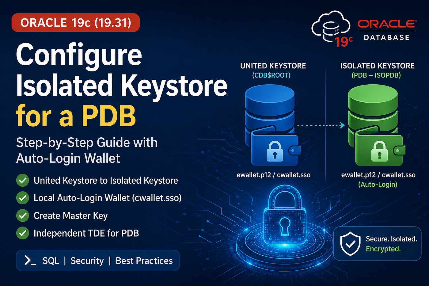 Configuring Isolated Keystore for TDE in Oracle 19c Container Database.