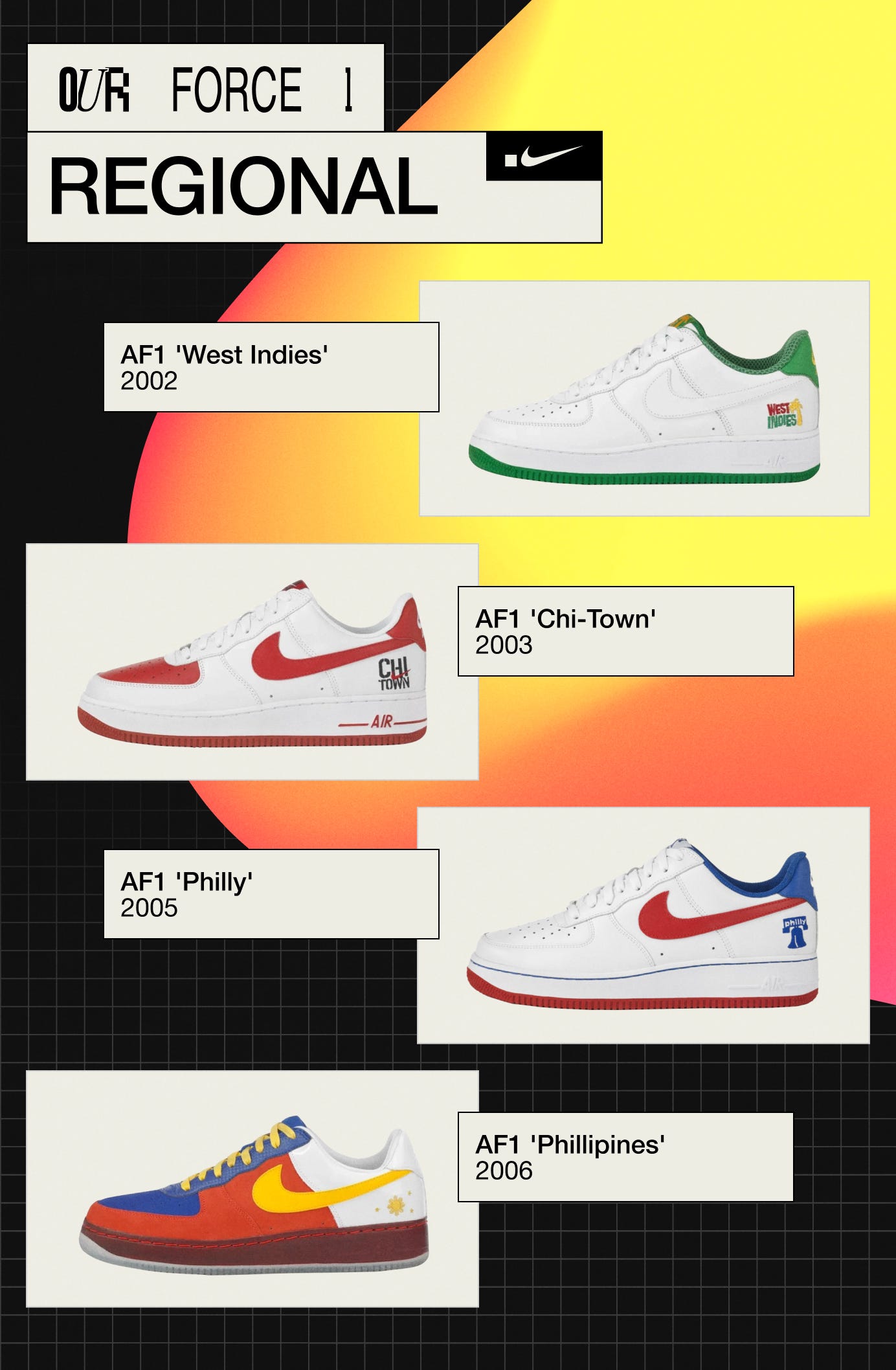 Our Force 1 — Regional Bracket. The 16 AF1s that represent the globe… | by  dotSWOOSH | Medium