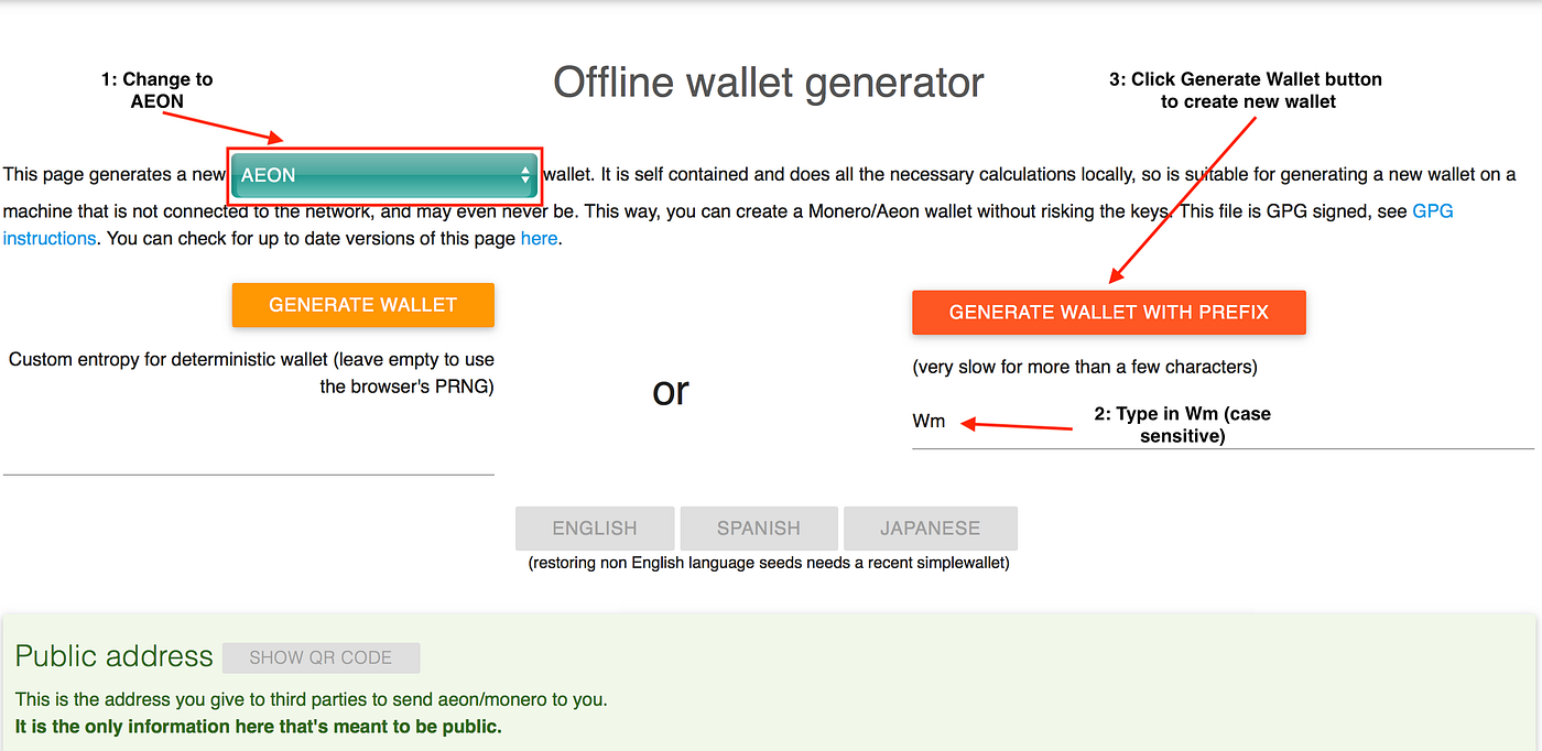How-to: Create an offline wallet or paper wallet and restore that wallet  using Aeon-GUI application v0.12.6 | by AEON Community | Medium
