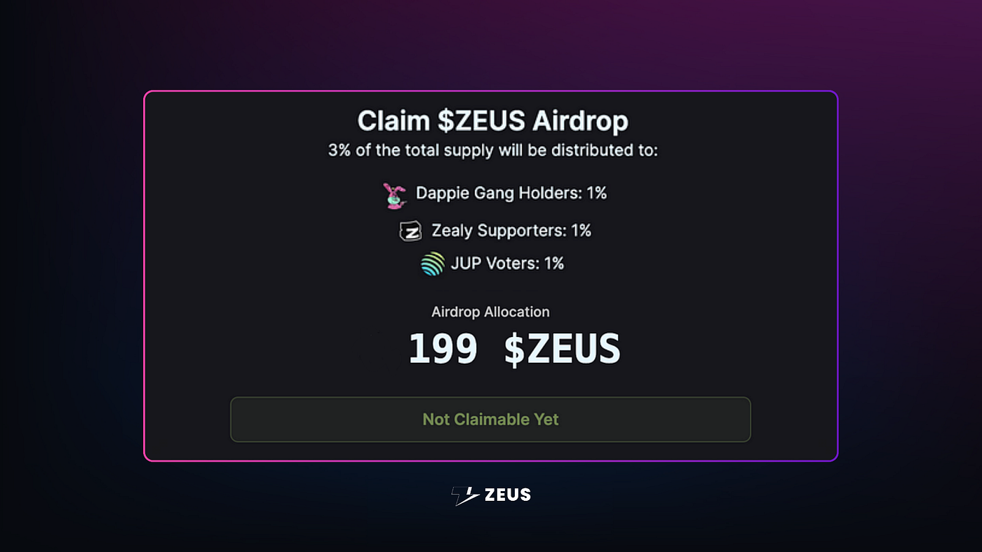 ZEUS token launch and airdrop claiming on Jupiter LFG Launchpad | by Zeus  Network (Moved to Blog) | Medium