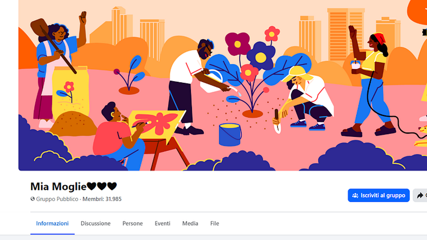 The Mia Moglie Facebook group had nearly 32,000 members and ran as a public group, letting anyone join this massive sexual exploitation network — Image courtesy of Corriere della Sera