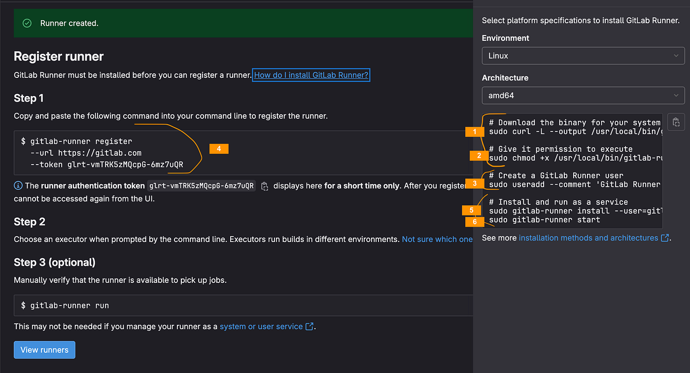 Linux GitLab Runner setup steps
