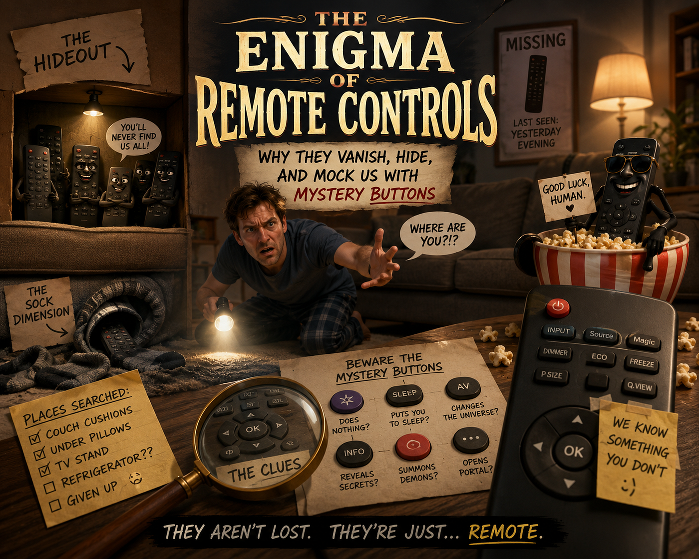 The Enigma of Remote Controls: Why They Vanish, Hide, and Mock Us with Mystery Buttons