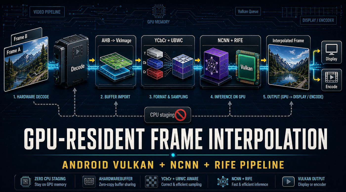 GPU-Resident Frame Interpolation on Android