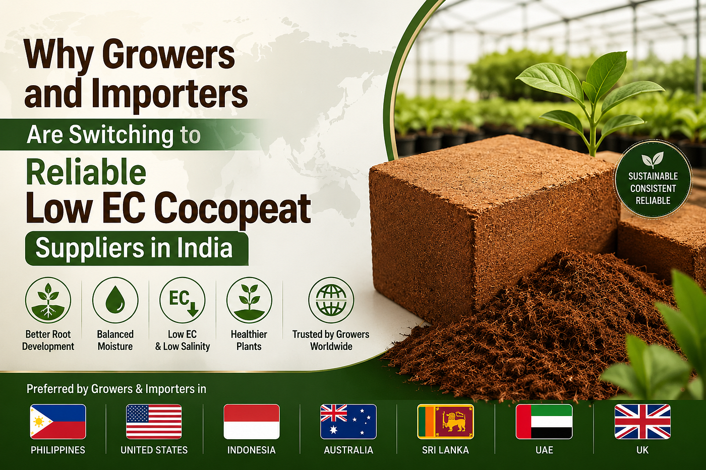 Why Growers and Importers Are Switching to Reliable Low EC Cocopeat Suppliers in India