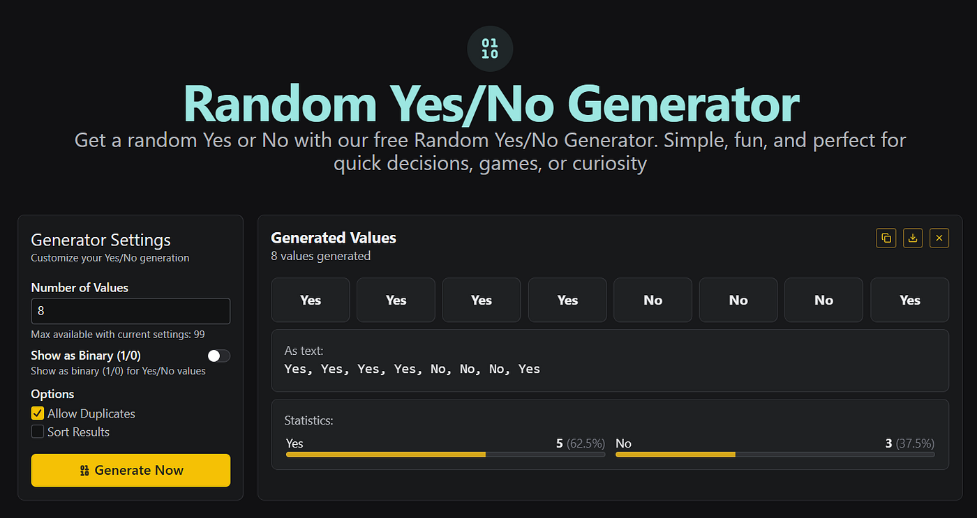 Exploring the My Random Generator Yes/No Tool